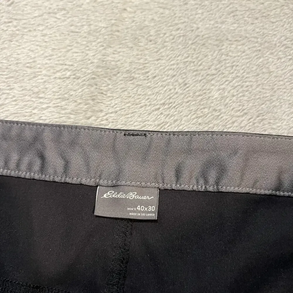 Eddie Bauer Rainier Pants Mens 40x29 Black Nylon Stretch Cargo Hiking Outdoor